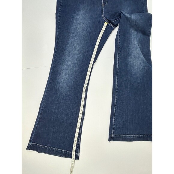 Lane Bryant Flare Jeans Genius Fit Deep Blue Denim Y2K White Stitching 18 Plus - Picture 5 of 10